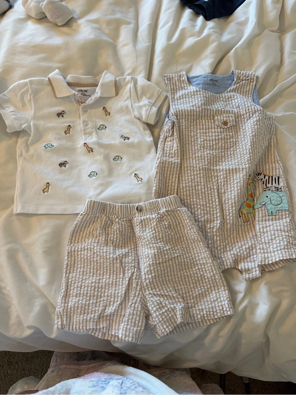 24 month little me Toddler White Polo with Tiny Animal Embroidery